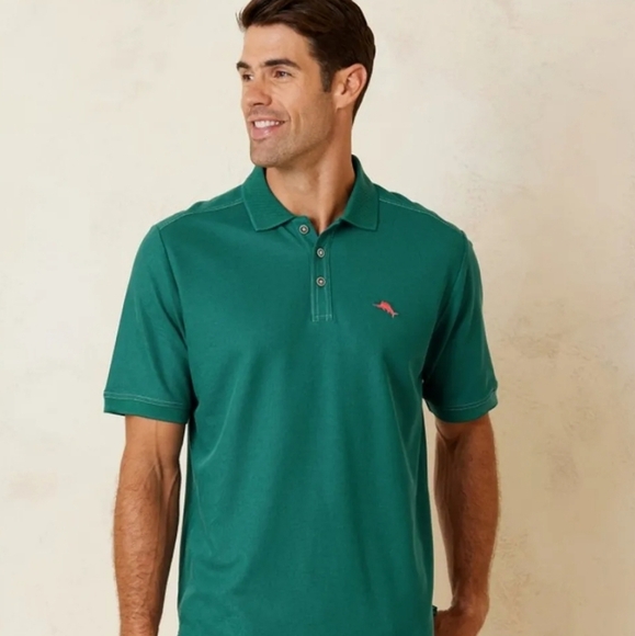 Tommy BAHAMA Emfielder Men's Green Polo Shirt Medium NWOT